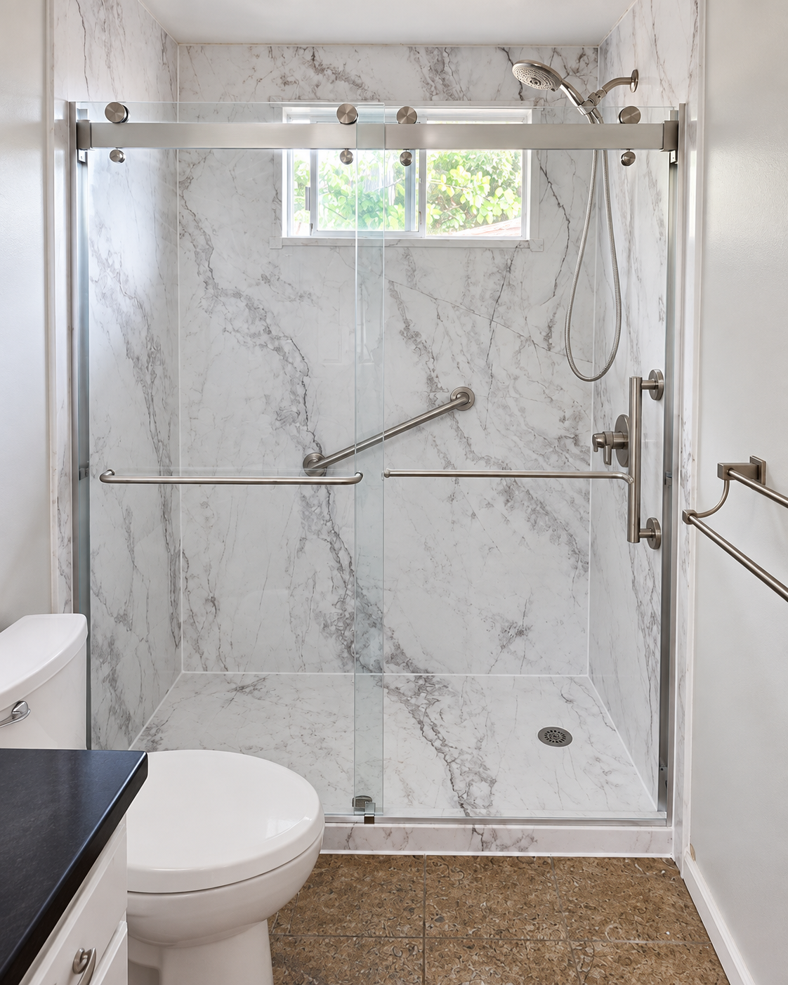 Bathroom after BJG walk-in shower remodel